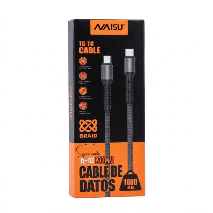 Cable Tipo C A Tipo C 2 Metros Carga Rapida N-10
