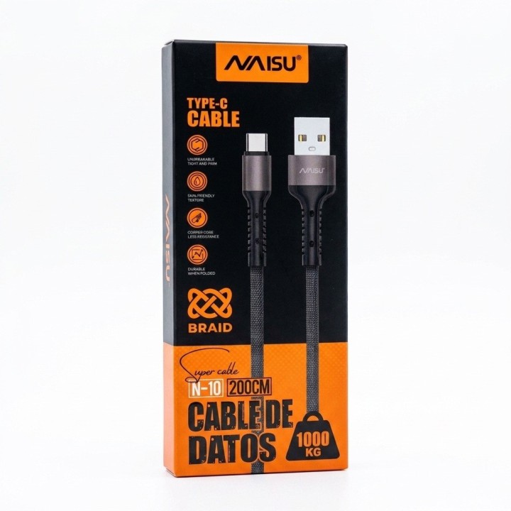 Cable Tipo C A Tipo Usb 2 Metros Carga Rapida N-10