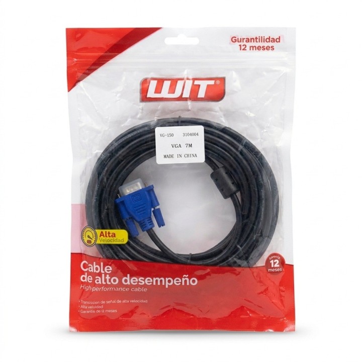 Cable Vga 7 Metros Alta Velocidad Filtros Pc Monitor Wit