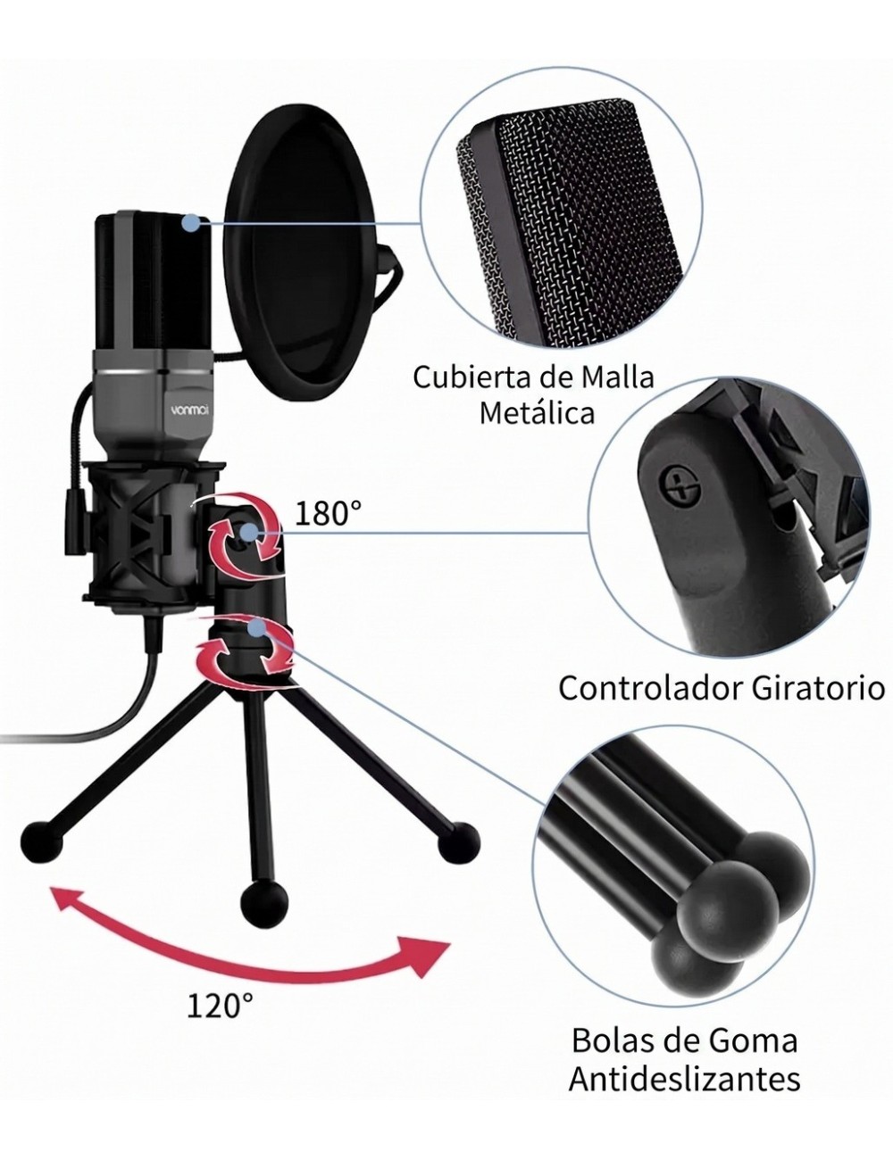 Micrófono Gamer Yanmai Sf-777r Rgb Usb Pc Condensador Pop