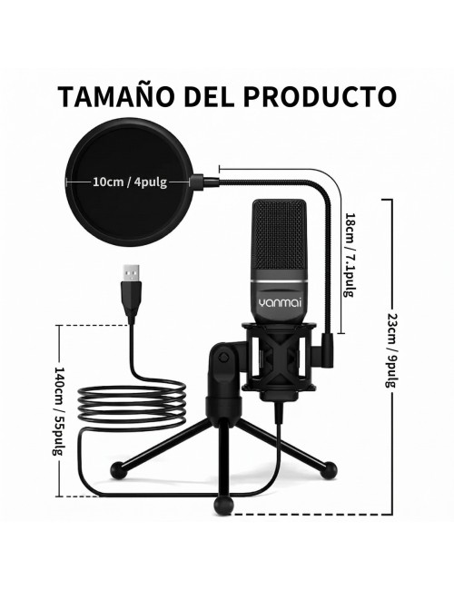 Micrófono Gamer Yanmai Sf-777r Rgb Usb Pc Condensador Pop