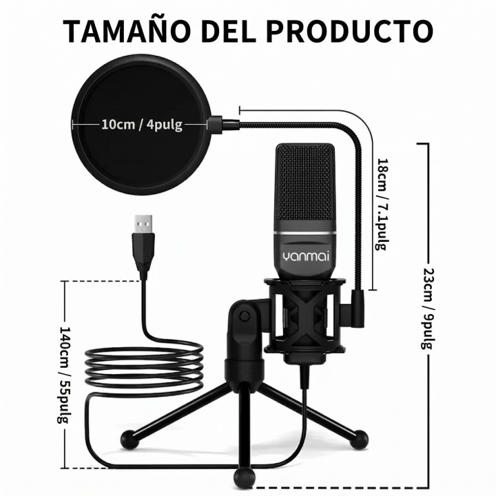 Micrófono Gamer Yanmai Sf-777r Rgb Usb Pc Condensador Pop