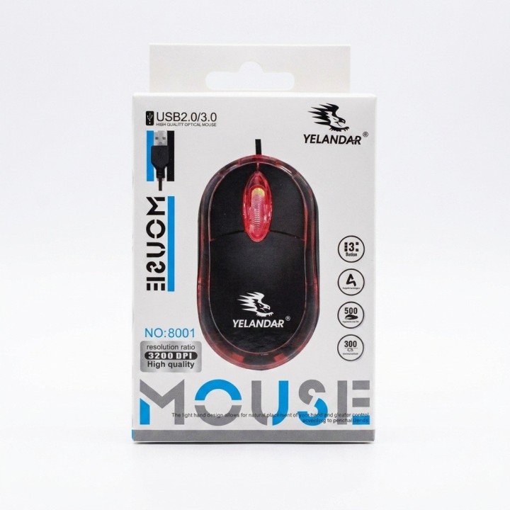 Título Mouse Óptico 8001 Alámbrico Usb 3200 Dpi Ergonómico