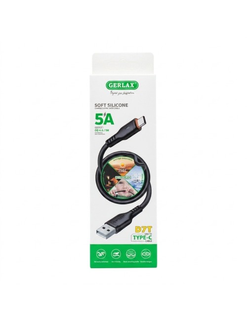 Cable Tipo C D7t 5a Silicona Suave 1m Carga Rápida