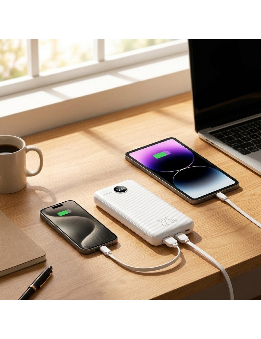 Power Bank P118p 10000mah 22.5w Cables Incorporados