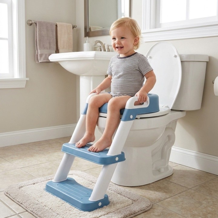 Asiento Reductor Baño Bebé Con Escalera Plegable Y Manijas