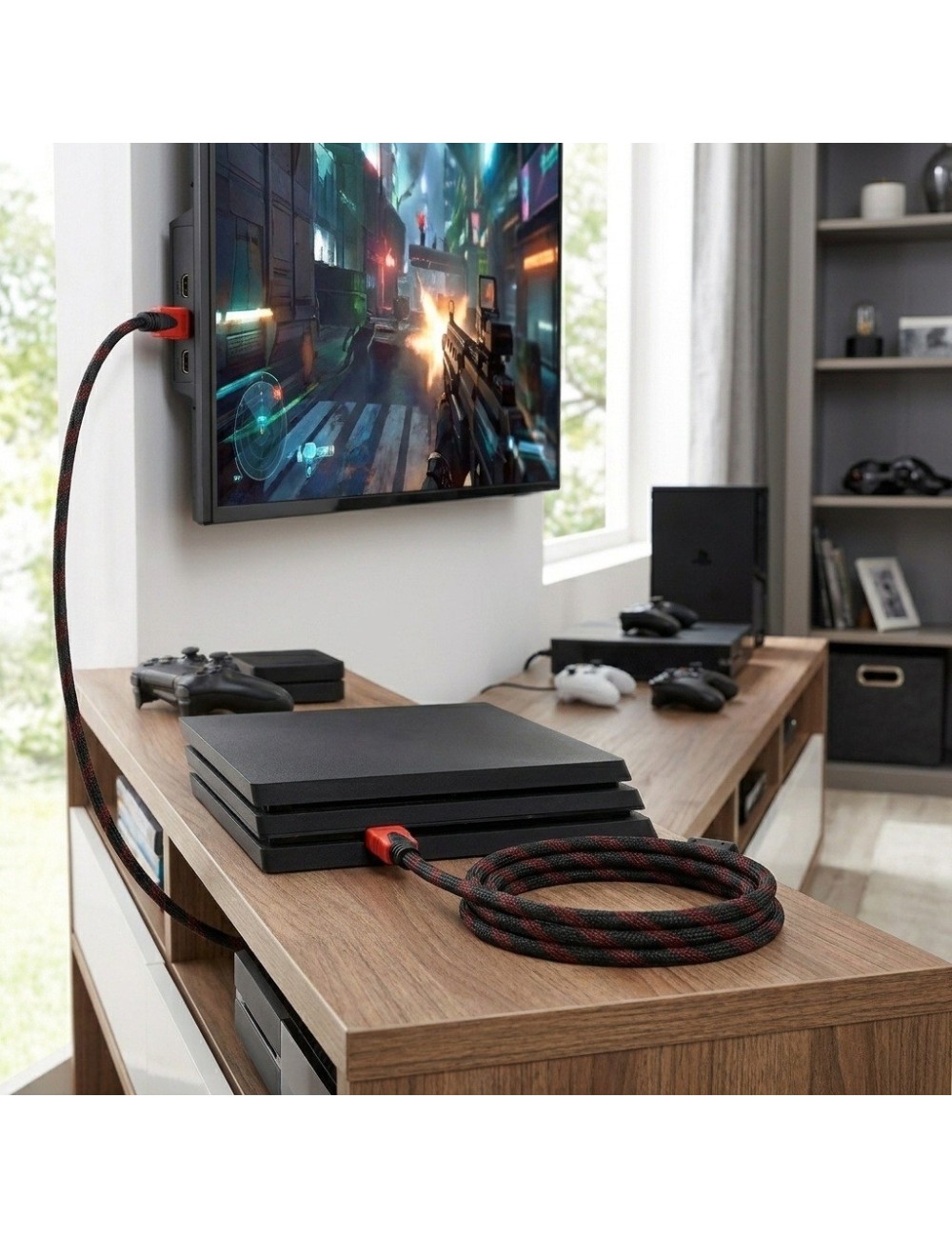 Cable Hdmi 4k 3 Metros Trenzado Punta Dorada Filtro Ferrita