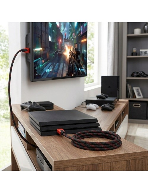 Cable Hdmi 4k 3 Metros Trenzado Punta Dorada Filtro Ferrita