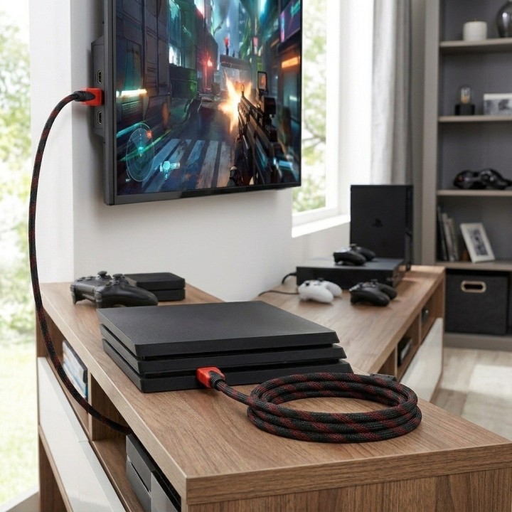 Cable Hdmi 4k 3 Metros Trenzado Punta Dorada Filtro Ferrita