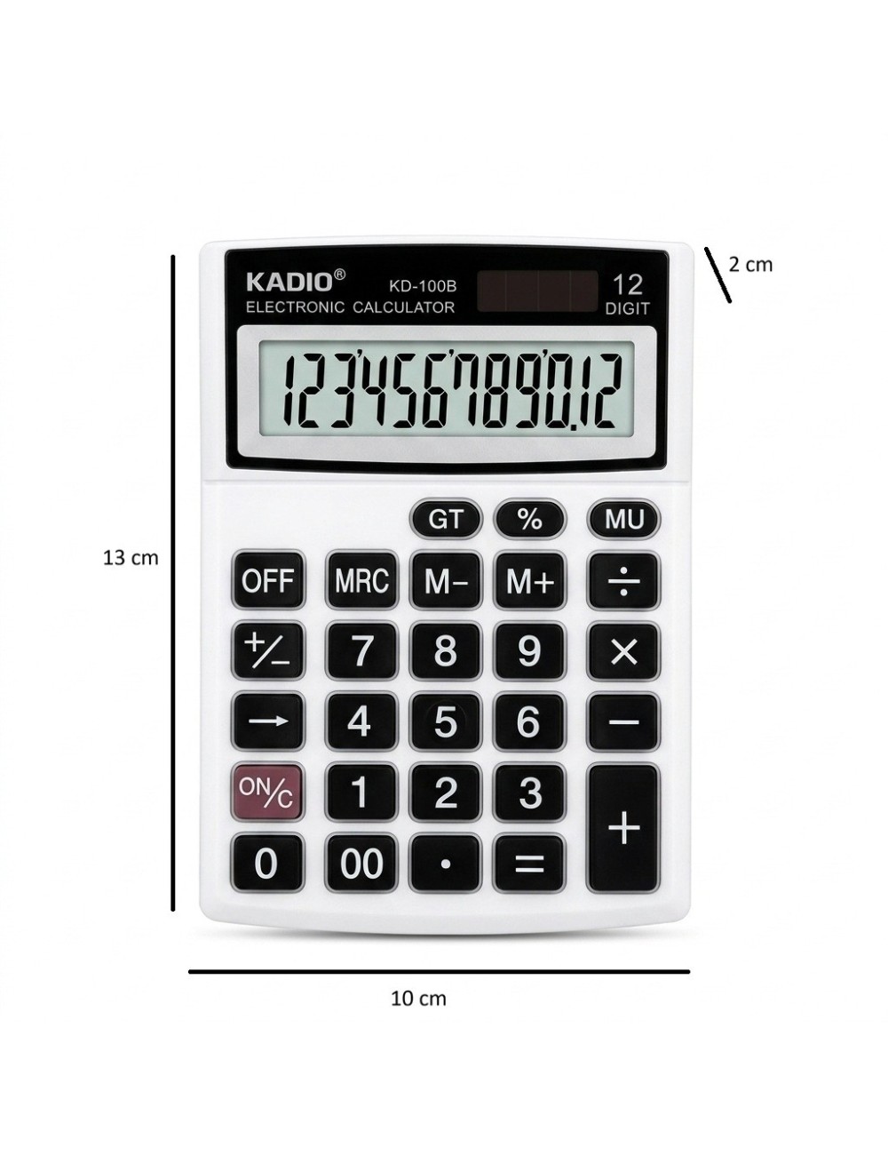 Calculadora Kadio Kd-100b 12 Dígitos Solar Oficina Portable