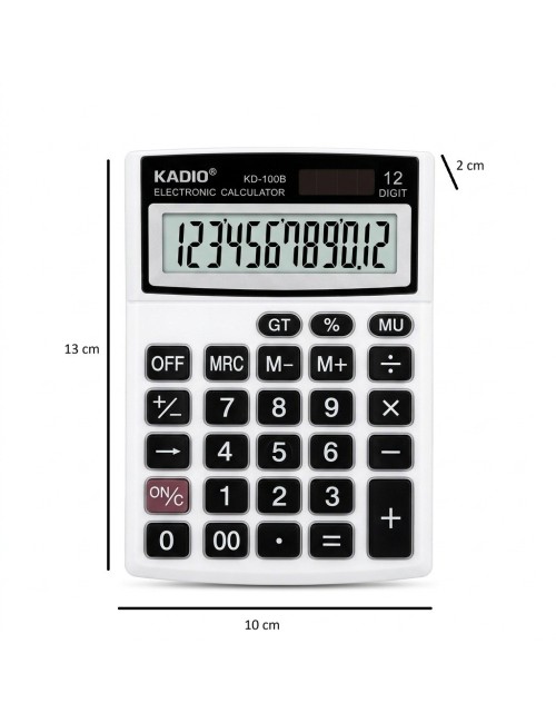 Calculadora Kadio Kd-100b 12 Dígitos Solar Oficina Portable