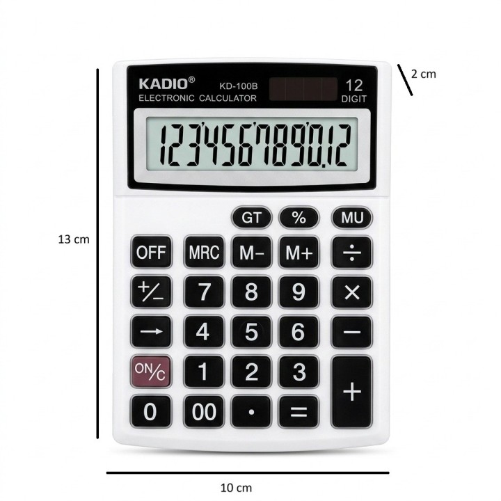 Calculadora Kadio Kd-100b 12 Dígitos Solar Oficina Portable