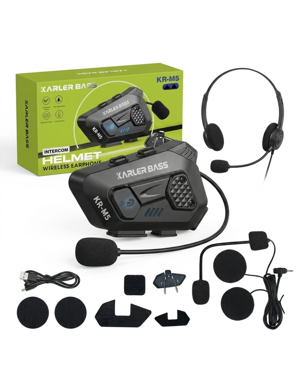 Intercomunicador Casco Kr-m5 Inalámbrico Ip66 Radio Tf
