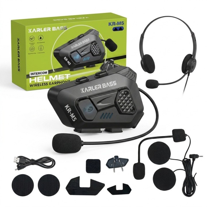 Intercomunicador Casco Kr-m5 Inalámbrico Ip66 Radio Tf