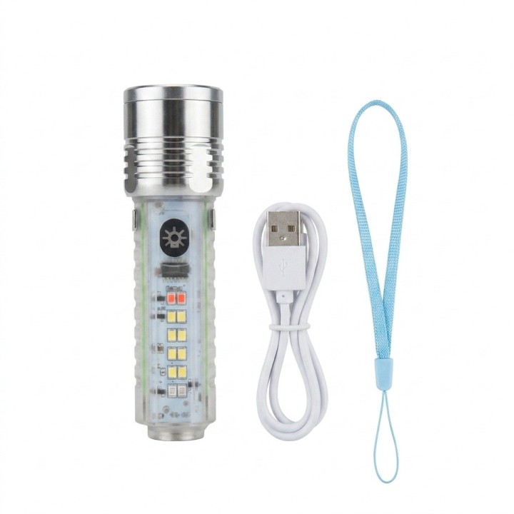 Linterna Multifuncional Zj-1658 Zoom Recargable Tipo C