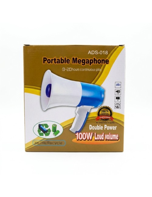 Megáfono Potente 100w Bluetooth Grabador Usb Sirena Ads-018