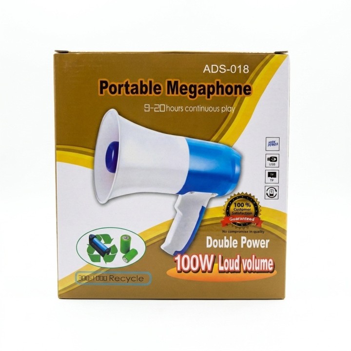 Megáfono Potente 100w Bluetooth Grabador Usb Sirena Ads-018
