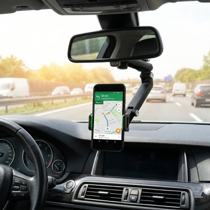 Soporte Celular Carro Parasol Espejo Retrovisor 360 Grados