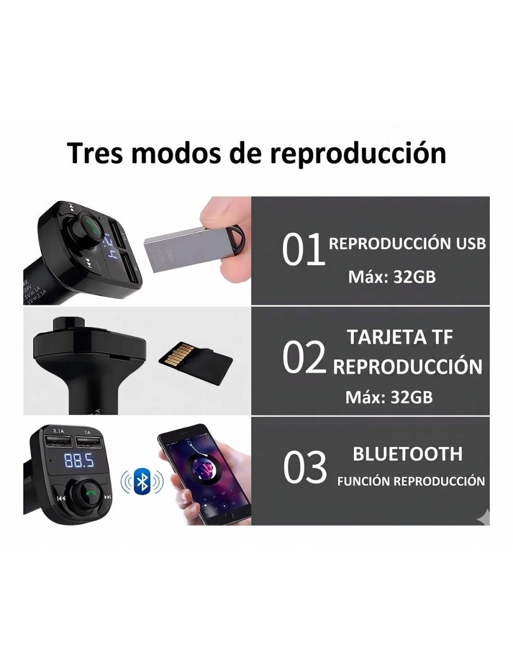 Transmisor Bluetooth Fm Carro Manos Libres Af-x8 Dual Usb