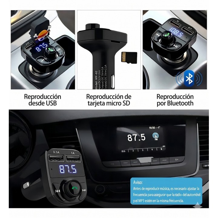Transmisor Bluetooth Fm Carro Manos Libres Af-x8 Dual Usb