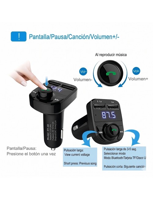 Transmisor Bluetooth Fm Carro Manos Libres Af-x8 Dual Usb
