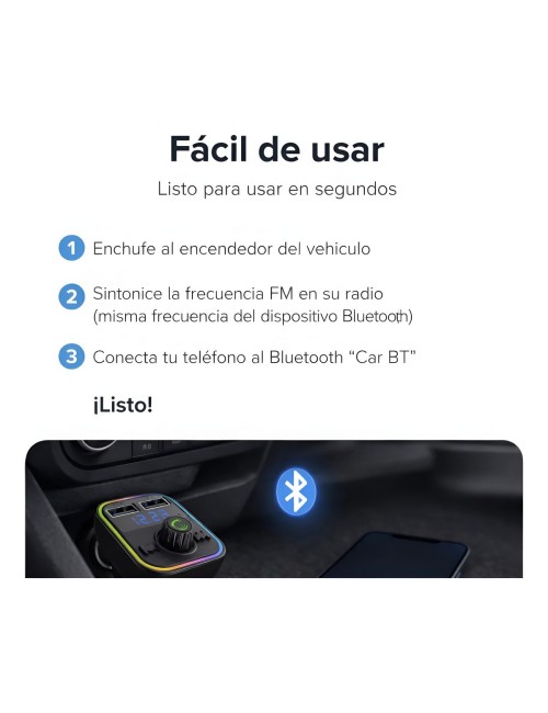 Transmisor Fm Bluetooth 5.0 Carro Manos Libres Af-41 Led