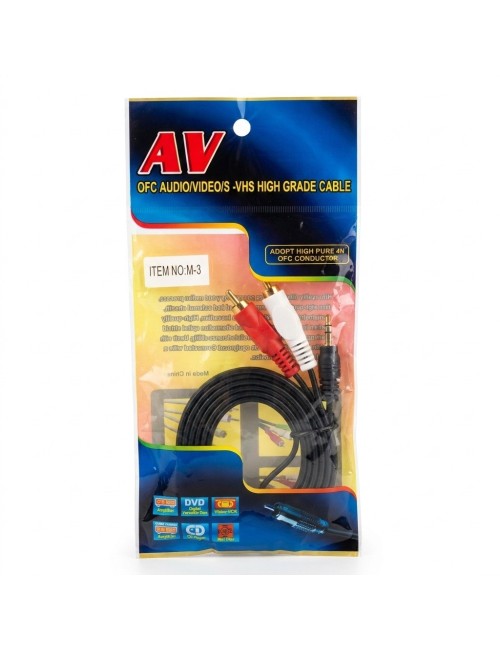 Cable Audio Auxiliar 3.5mm A 2 Rca Sonido Estereo High Grade