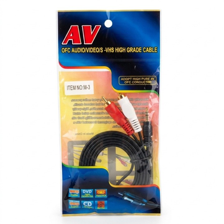 Cable Audio Auxiliar 3.5mm A 2 Rca Sonido Estereo High Grade