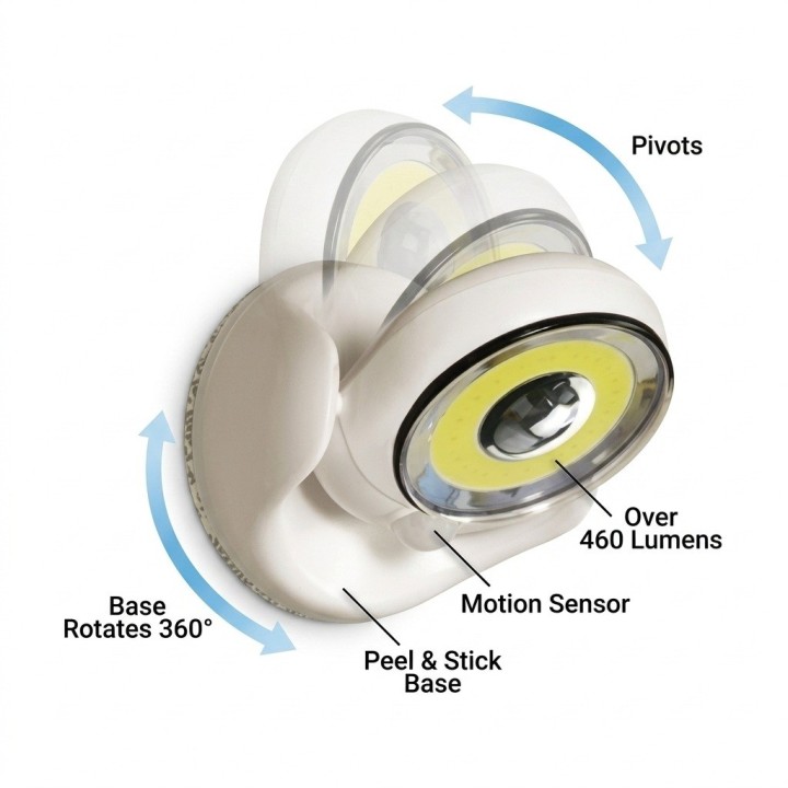 Lámpara Led Sensor Movimiento 360° Inalámbrica 460 Lúmenes