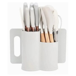 Set Utensilios Cocina 19 Pzas Silicona Cuchillos Tabla Base