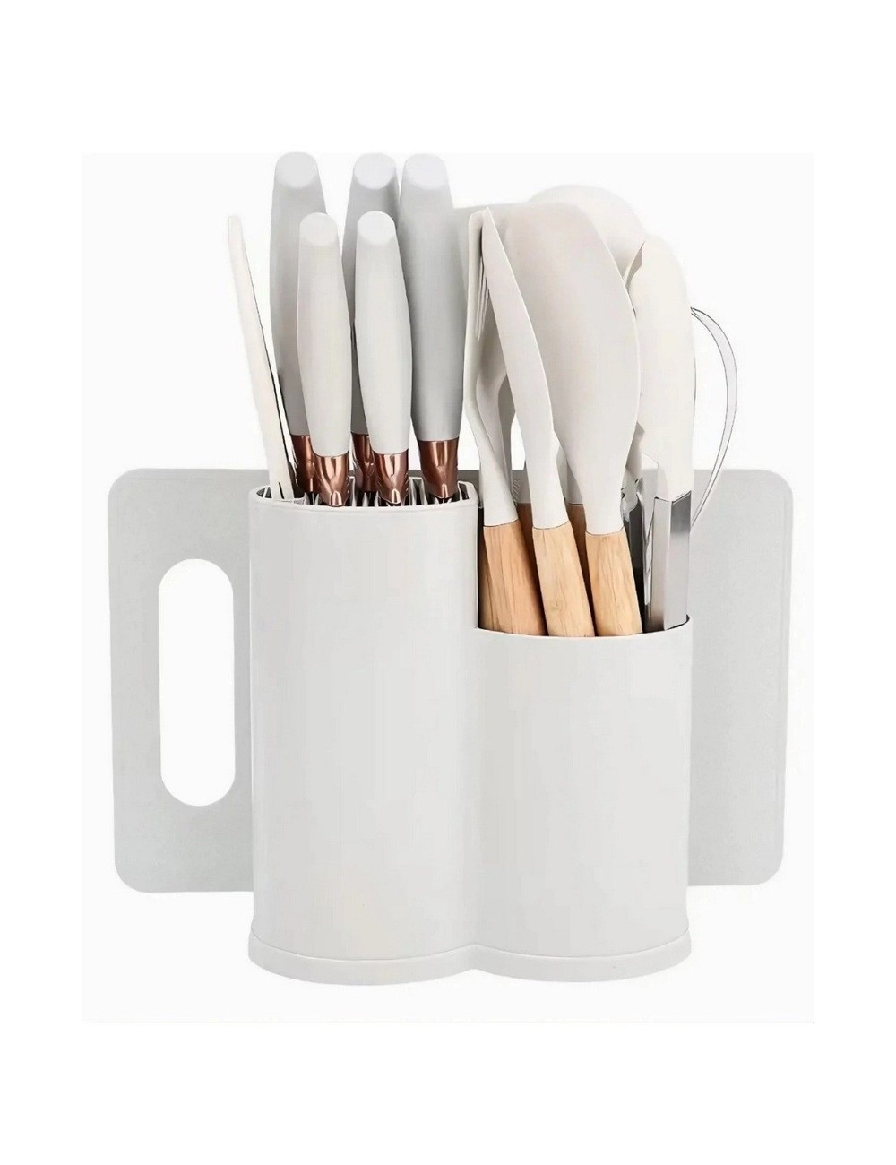Set Utensilios Cocina 19 Pzas Silicona Cuchillos Tabla Base