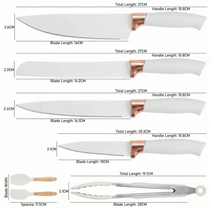 Set Utensilios Cocina 19 Pzas Silicona Cuchillos Tabla Base