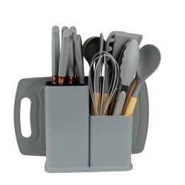 Set Utensilios Cocina 19 Pzas Silicona Cuchillos Tabla Base