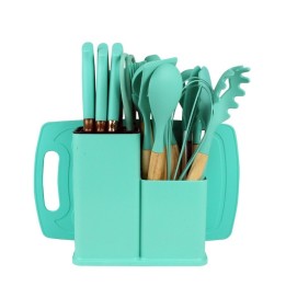 Set Utensilios Cocina 19 Pzas Silicona Cuchillos Tabla Base