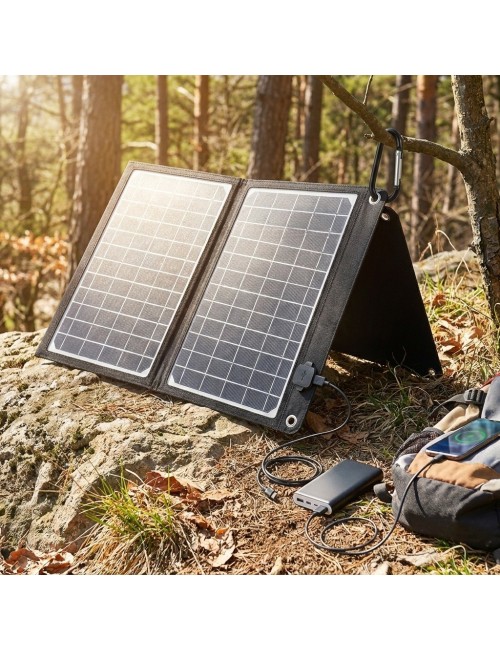 Cargador Solar Plegable Portátil 2 Puertos Usb Para Camping