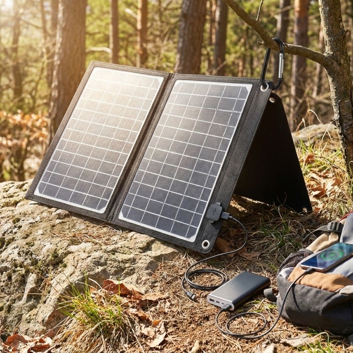 Cargador Solar Plegable Portátil 2 Puertos Usb Para Camping