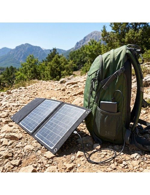 Cargador Solar Plegable Portátil 2 Puertos Usb Para Camping