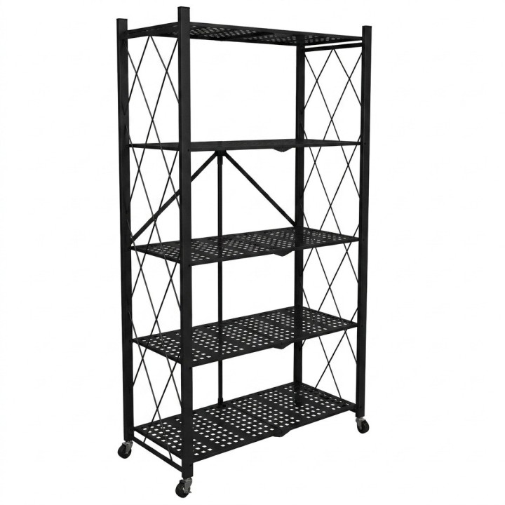 Estante Organizador Plegable Metálico 5 Niveles Con Ruedas