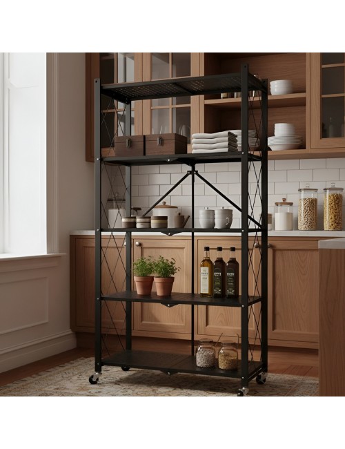 Estante Organizador Plegable Metálico 5 Niveles Con Ruedas