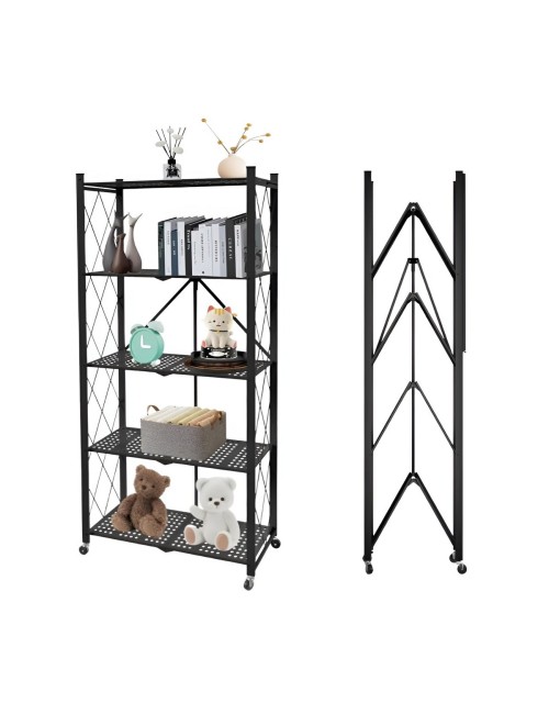 Estante Organizador Plegable Metálico 5 Niveles Con Ruedas