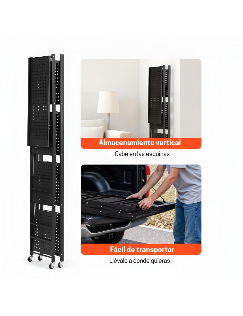 Estante Organizador Plegable Metálico 5 Niveles Con Ruedas