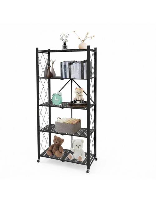 Estante Organizador Plegable Metálico 5 Niveles Con Ruedas