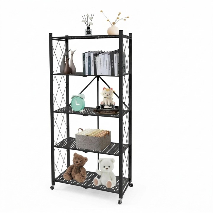 Estante Organizador Plegable Metálico 5 Niveles Con Ruedas
