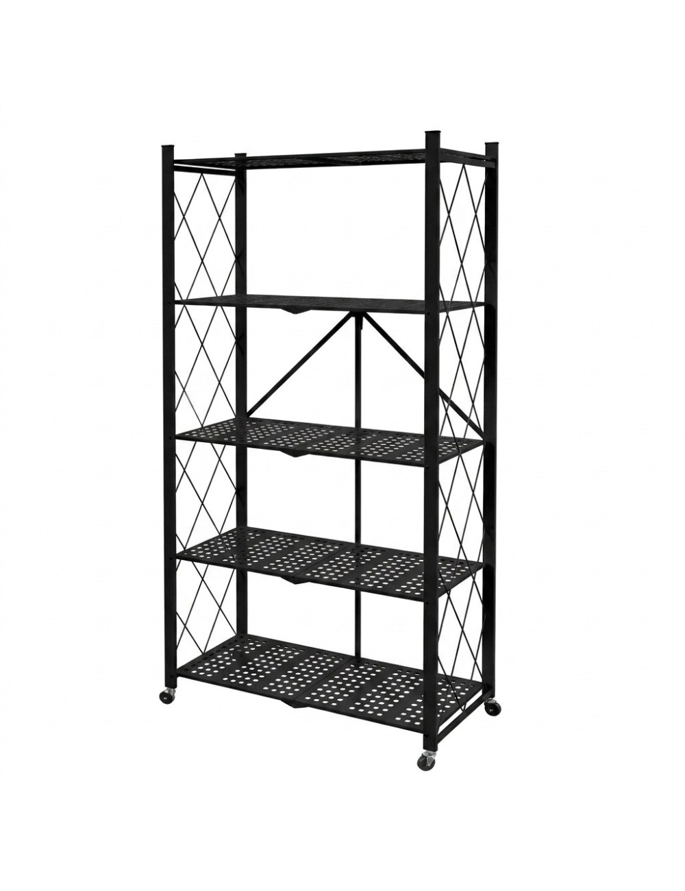 Estante Organizador Plegable Metálico 5 Niveles Con Ruedas