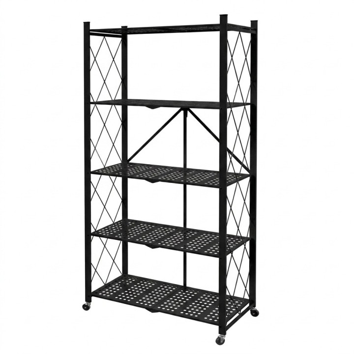 Estante Organizador Plegable Metálico 5 Niveles Con Ruedas