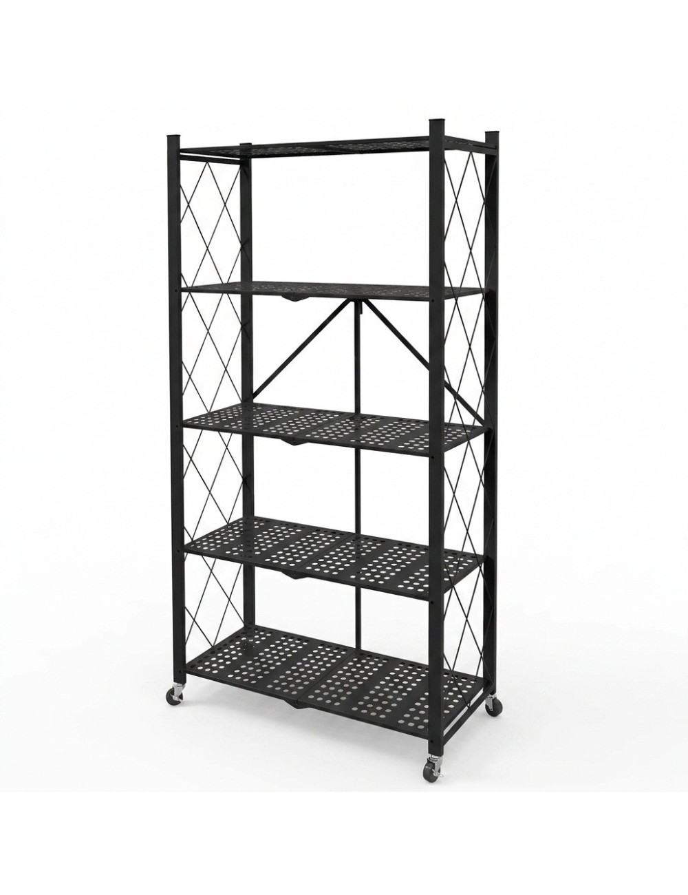 Estante Organizador Plegable Metálico 5 Niveles Con Ruedas