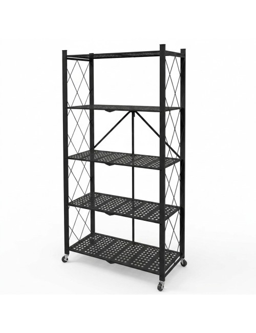 Estante Organizador Plegable Metálico 5 Niveles Con Ruedas