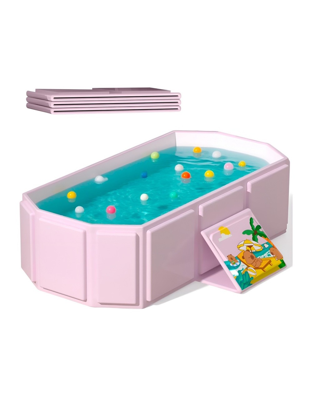 Bañera Plegable Portátil Para Bebés 5 Capas Rosa