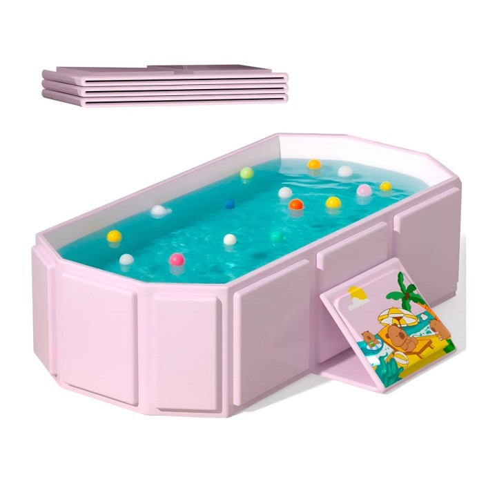 Bañera Plegable Portátil Para Bebés 5 Capas Rosa