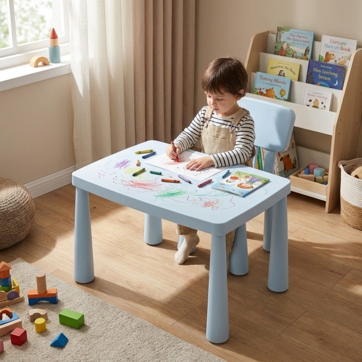 Juego Mesa Y Silla Infantil Plástica Multiusos Niños